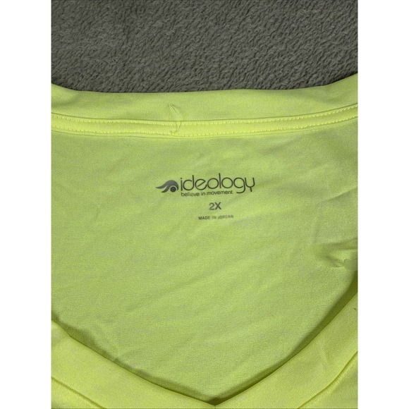 NWT ID Ideology Plus Size Solid Essentials Active Tee Neon Yellow Size 2X - Picture 5 of 10